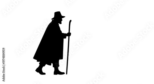 Man Walking with a Stick.