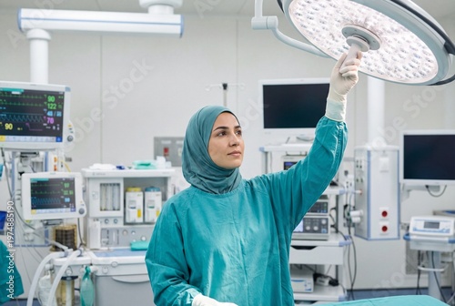 Professional Muslim Female Surgeon in Operating Theater