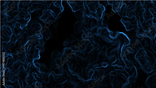 Vector Dark mysterious fractal waves dance in an abyssal background, creating abstract, enigmatic art and evokes a cosmic atmosphere. It features flowing light and shadow.