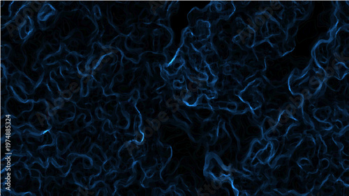 Vector Abstract blue flowing smoke swirls on dark space.
