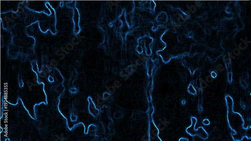 Vector Abstract blue lines create artistic patterns of light on dark with shades of teal and mysterious contours of imagination emerge and fluid motion.