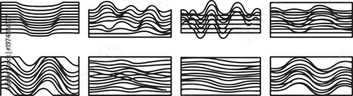 Wave patterns illustrating different types of mathematical functions and curves Vector