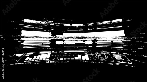 Photos Futuristic control panel with screens and buttons in a dark room texture design