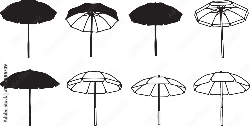 Obraz premium Evolution of umbrella design from basic to modern and artistic styles Vector