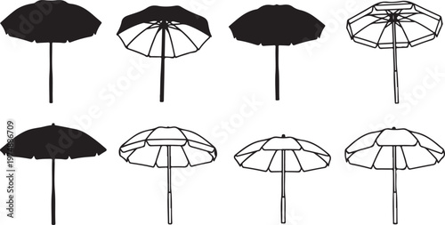 Evolution of umbrella design from basic to modern and artistic styles Vector