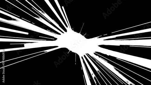 White explosion effect on black background for comic book style texture design isolated on transparent background