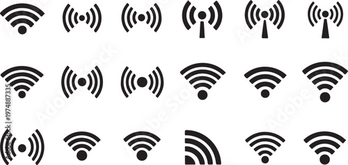 Wi-Fi signal icons on a white background pattern design
