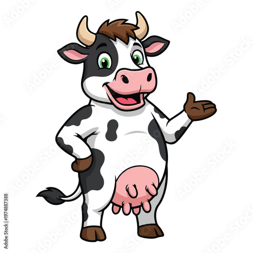 Cartoon Cow Presenting Commercial Livestock
