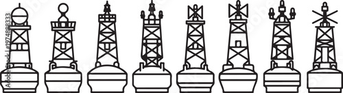 Various types of lighthouses with distinct architectural designs Vector