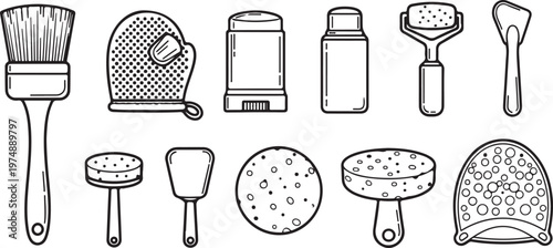 A collection of vintage kitchen and dining utensils and appliances Vector