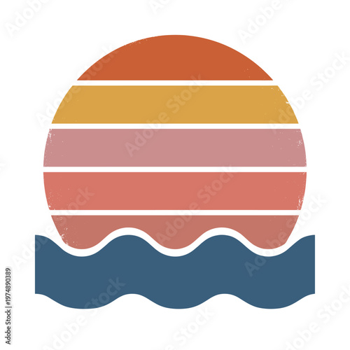 Retro Summer Beach Waves Background