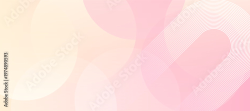 Yellow abstract background with blue glowing diagonal rounded lines. Minimalist banner background, pastel colorful, pink and yellow gradations. Circle effect style geometric, abstract background