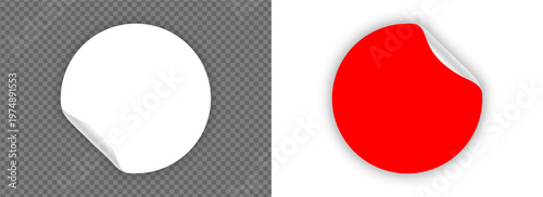 Sticker realistic template with sticker on transparent background. Label sticker icon. Vector mockup isolated. Paper sheet.