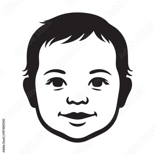 Joyful Infant Portrait: A heartwarming illustration of a cheerful infant face, symbolizing innocence and happiness. This image evokes feelings of joy and captures the simple beauty of childhood.