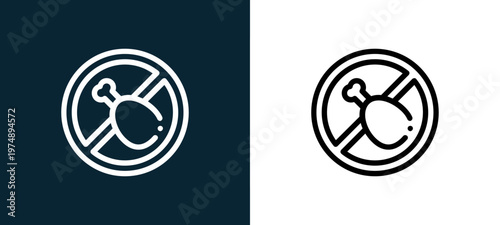 Black and white fat free outline icon duo, editable stroke vector illustration for web, mobile apps, UI design, branding, and print from Allergen Free Products