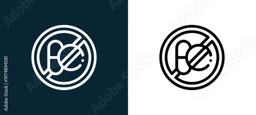Black and white medicine outline icon duo, editable stroke vector illustration for web, mobile apps, UI design, branding, and print from Allergen Free Products