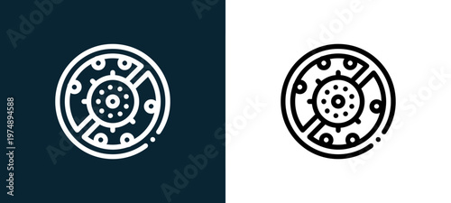 Black and white antibacterial outline icon duo, editable stroke vector illustration for web, mobile apps, UI design, branding, and print from Allergen Free Products