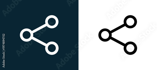 Black and white share outline icon duo, editable stroke vector illustration for web, mobile apps, UI design, branding, and print from Marketplace