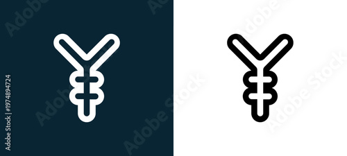 Black and white Yuan outline icon duo, editable stroke vector illustration for web, mobile apps, UI design, branding, and print from Marketplace