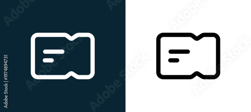 Black and white ticket outline icon duo, editable stroke vector illustration for web, mobile apps, UI design, branding, and print from Marketplace