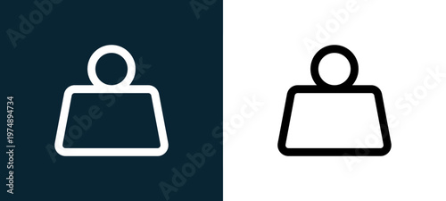 Black and white weight outline icon duo, editable stroke vector illustration for web, mobile apps, UI design, branding, and print from Marketplace