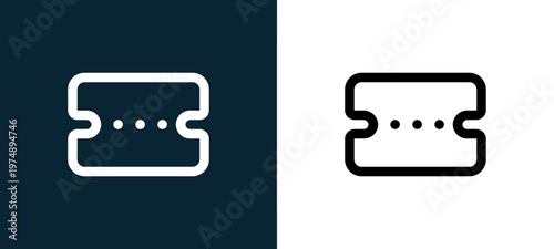 Black and white voucher outline icon duo, editable stroke vector illustration for web, mobile apps, UI design, branding, and print from Marketplace