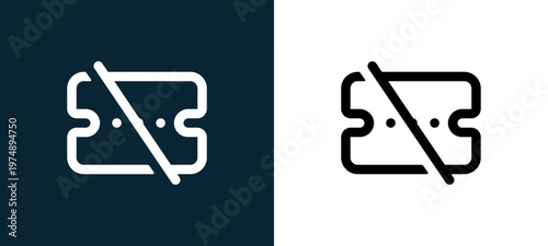 Black and white voucher outline icon duo, editable stroke vector illustration for web, mobile apps, UI design, branding, and print from Marketplace