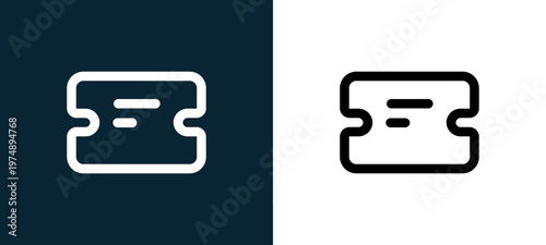 Black and white ticket outline icon duo, editable stroke vector illustration for web, mobile apps, UI design, branding, and print from Marketplace