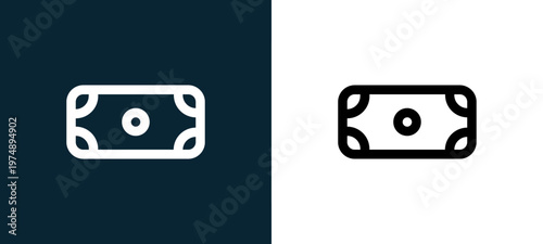 Black and white dollar outline icon duo, editable stroke vector illustration for web, mobile apps, UI design, branding, and print from Marketplace