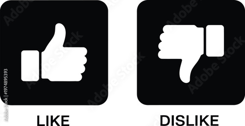 Black icons representing positive and negative feedback with thumbs up and down symbols