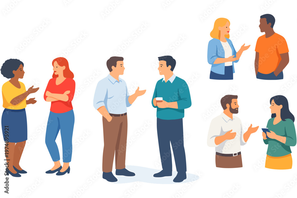 Fototapeta premium Casual People Conversation Vector – Modern Flat Design