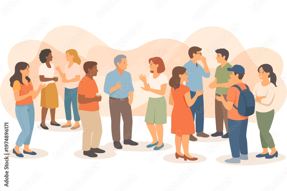 Fototapeta premium Social Interaction Illustration – People Communicating Concept