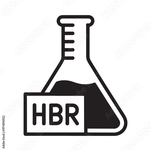 Simple black and white illustration of a chemical flask with liquid