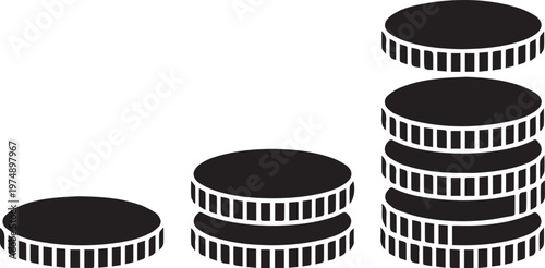 Growing stacks of coins symbolizing increasing wealth, financial growth, savings, investment, and economic prosperity