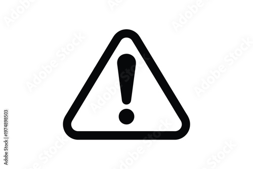 A simple black and white illustration depicting a triangular warning sign with an exclamation point