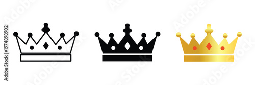 Crown icon vector illustration. Crown symbol line, fill, and color icon for graphic and web design collections