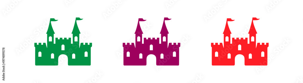 Fototapeta premium colorful castle vector icons, fantasy set
