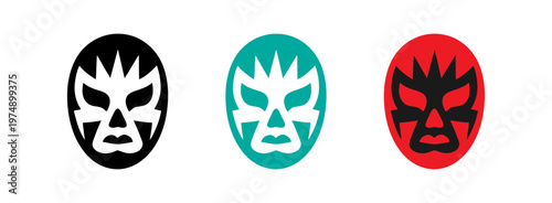 Set of stylized luchador wrestling mask designs