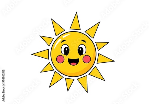 A cartoon sun with a happy face