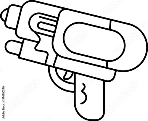 Illustration of Songkran Water Gun Cartoon Element outline