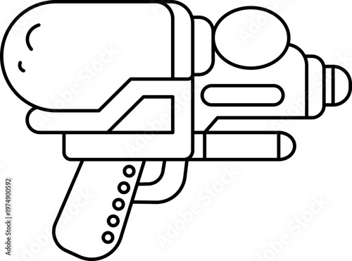 Illustration of Songkran Water Gun Cartoon Element outline