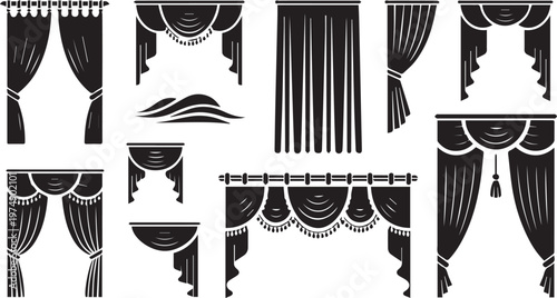 Elegant varieties of classic drapery and window treatments in black and white