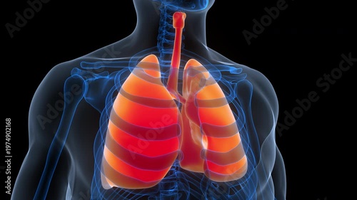 Human Respiratory System Lungs Anatomy Animation Concept