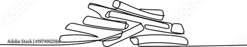 Fast food, French fries, continuous line vector illustration. One line draw graphic design vector