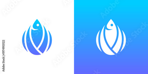 Dual meaning logo combining fish and oil elements, symbolizing marine resources, energy production, sustainability, and the balance between ocean life and industrial development.