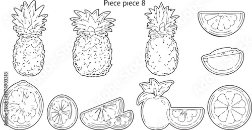 Detailed technical drawing of a mechanical piece with multiple views Vector
