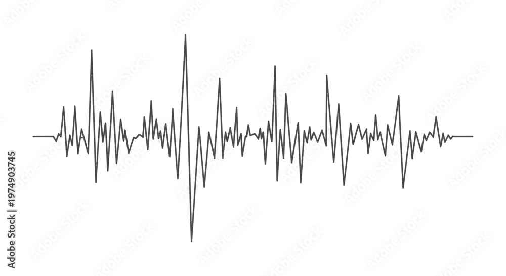 Obraz premium Abstract black sound wave or audio waveform illustration on an isolated white background