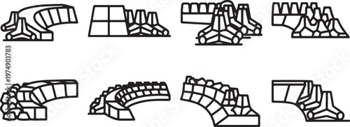 A collection of eight unique and abstract chair designs Vector