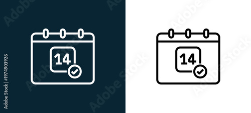 Two-color calendar outline icon pair in black and white, editable stroke vector illustration for web, mobile apps, UI design, branding, and print from Coronavirus