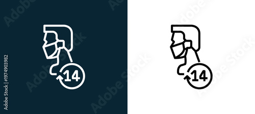 Two-color sick outline icon pair in black and white, editable stroke vector illustration for web, mobile apps, UI design, branding, and print from Coronavirus